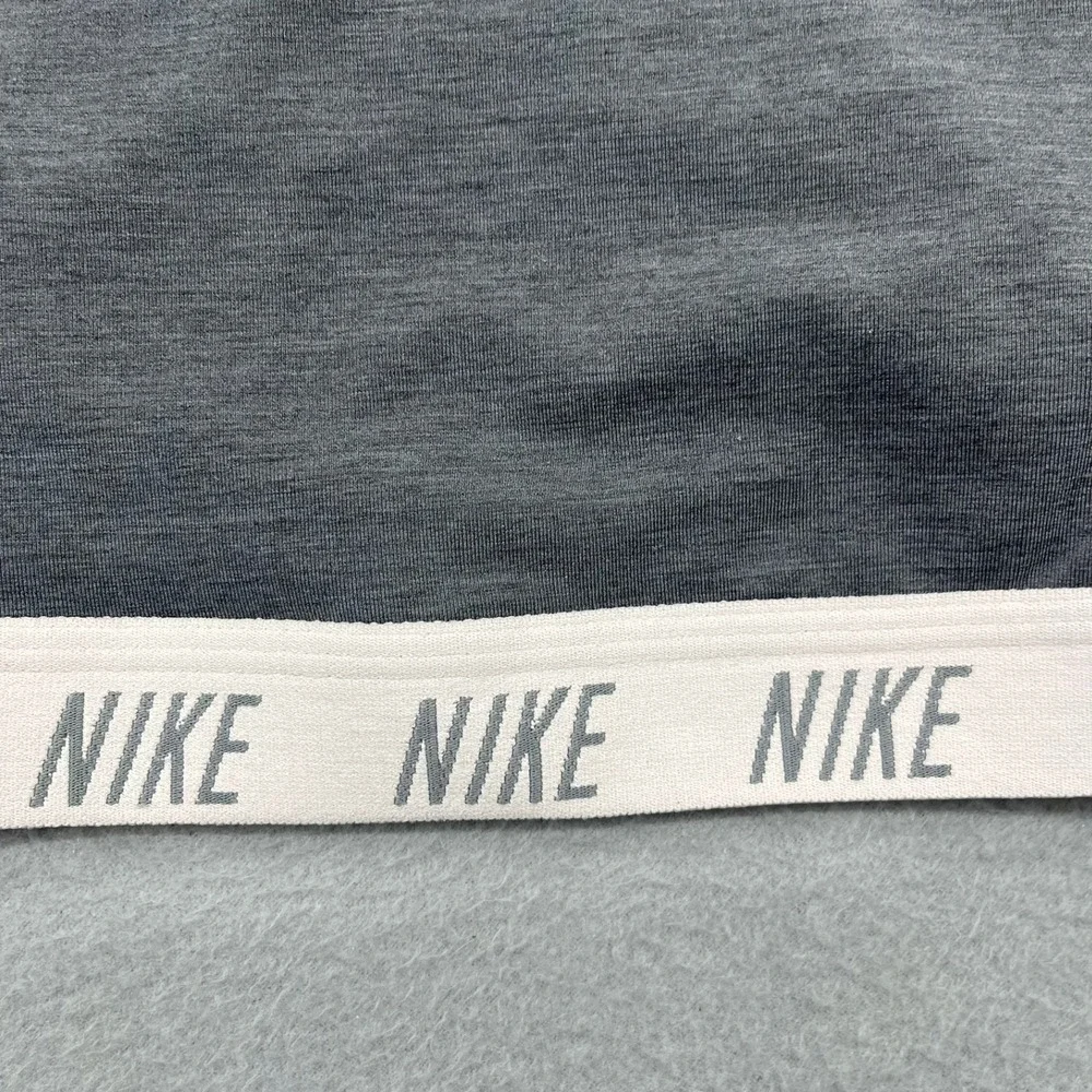 Nike Womens Racerback Sports‎ Bra Heather Charcoal Grey Logo Band Small